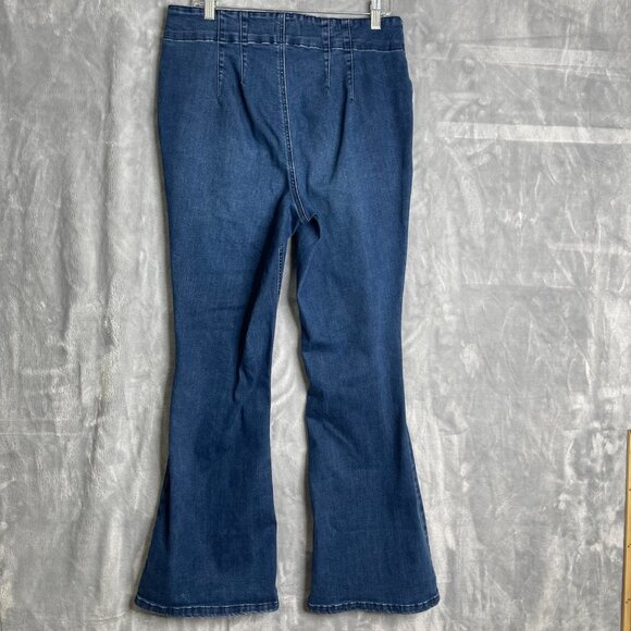M Jeans By Maurices High Rise Flare Curvy Jean Womens 14W Blue Stretch Denim - Picture 2 of 9